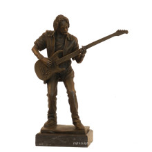 Music Decor Brass Statue Bass Player Craft Bronze Sculpture Tpy-750
